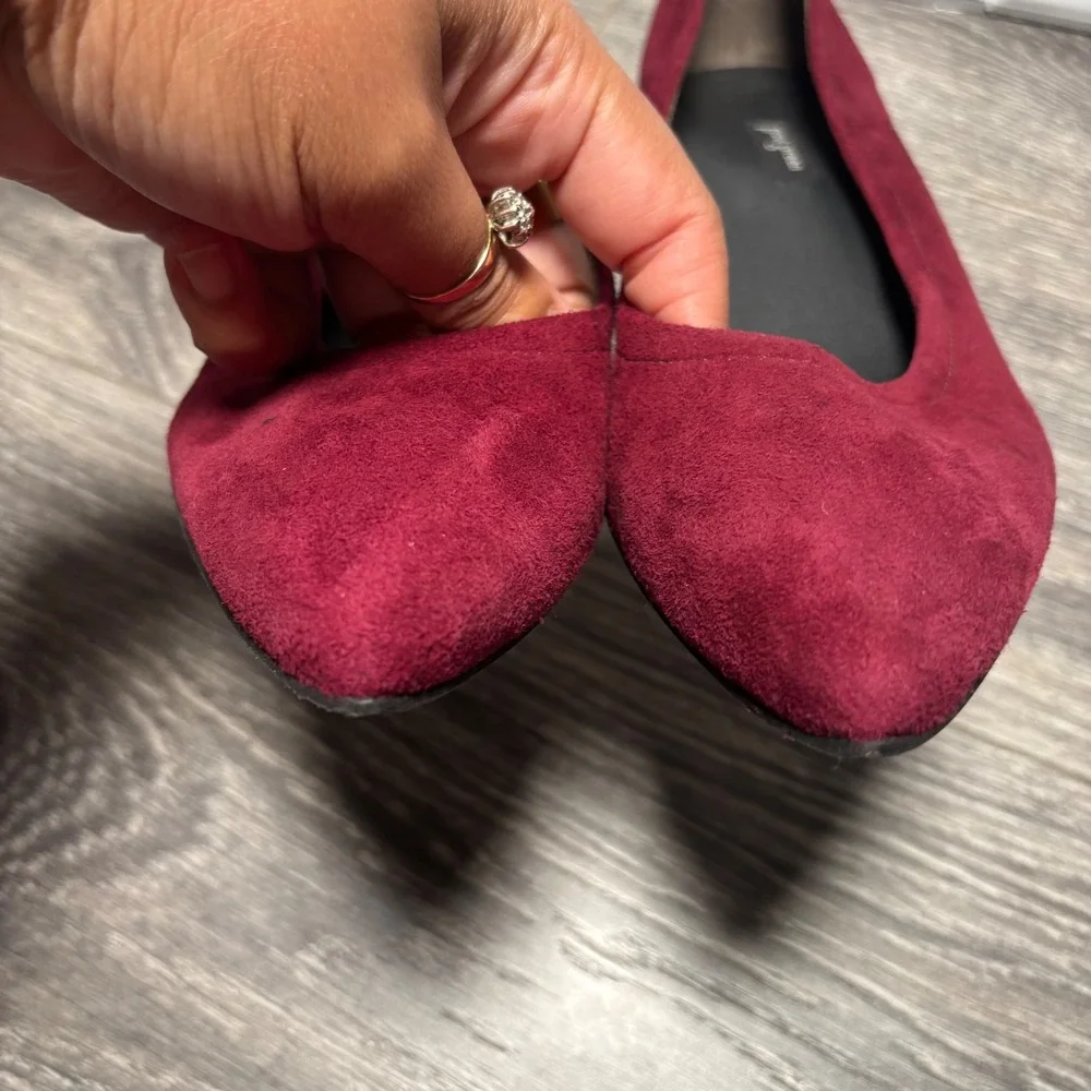 Paul Green‎ Burgundy Suede Tammy Pointed Toe Block Heel Pumps Dress Size 7.5
